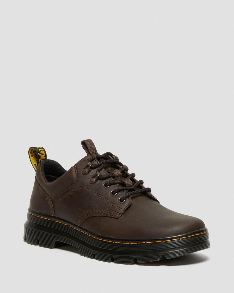 Dark / Brown Men\'s Dr Martens Reeder Crazy Horse Leather Utility Shoes | CA 643ZUT